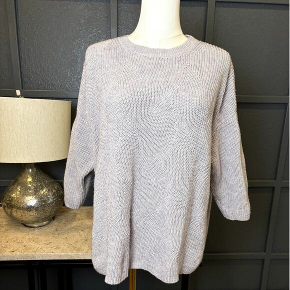 J Jill Womens Lavender 3/4 Sleeve Oversized Crewneck Knit Sweater Size M EUC - Picture 1 of 5